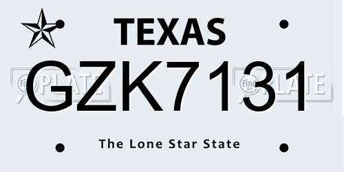 GZK7131 Texas License Plate