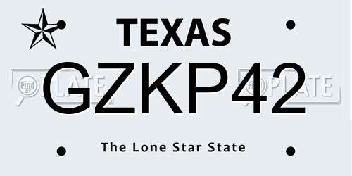 GZKP42 Texas License Plate