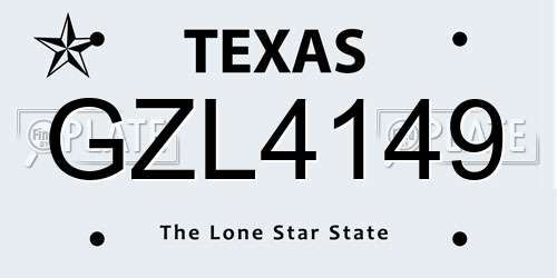 GZL4149 Texas License Plate