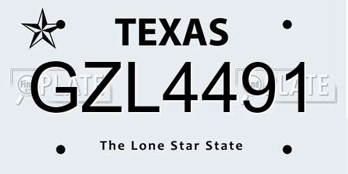 GZL4491 Texas License Plate
