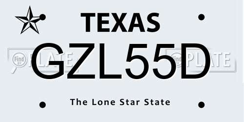GZL55D Texas License Plate