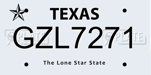 GZL7271 Texas License Plate
