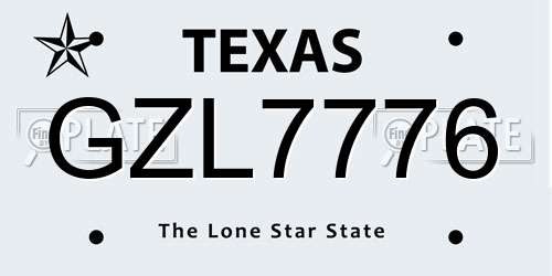 GZL7776 Texas License Plate