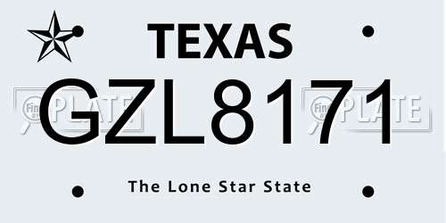 GZL8171 Texas License Plate