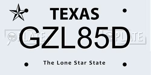 GZL85D Texas License Plate