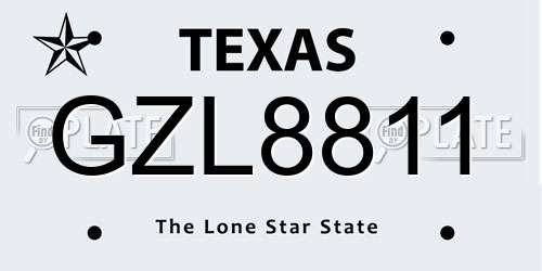 GZL8811 Texas License Plate