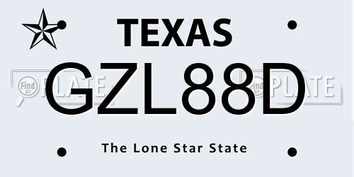 GZL88D Texas License Plate