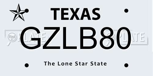 GZLB80 Texas License Plate