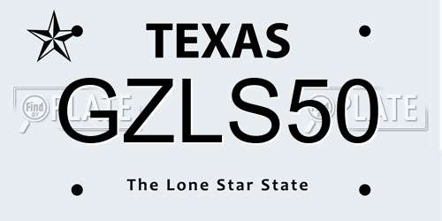 GZLS50 Texas License Plate