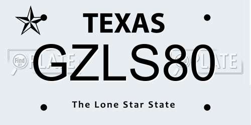 GZLS80 Texas License Plate