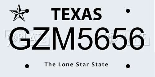 GZM5656 Texas License Plate