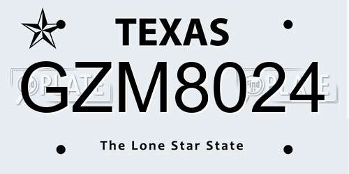 GZM8024 Texas License Plate