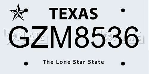 GZM8536 Texas License Plate