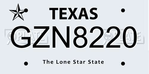 GZN8220 Texas License Plate