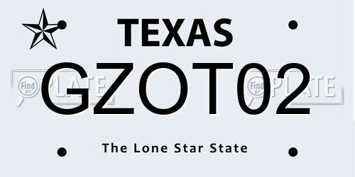 GZOT02 Texas License Plate