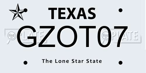 GZOT07 Texas License Plate