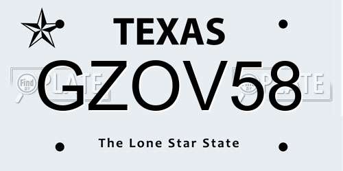 GZOV58 Texas License Plate