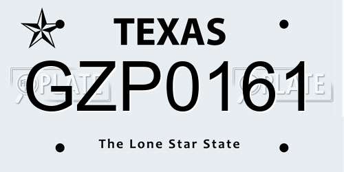 GZP0161 Texas License Plate
