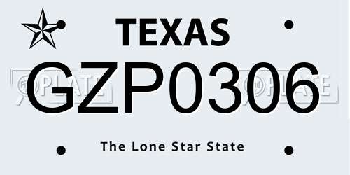 GZP0306 Texas License Plate