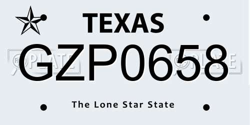 GZP0658 Texas License Plate