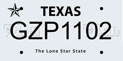 GZP1102 Texas License Plate
