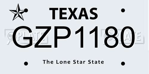 GZP1180 Texas License Plate