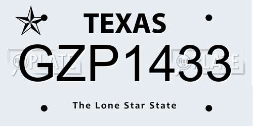 GZP1433 Texas License Plate