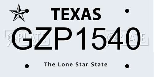 GZP1540 Texas License Plate