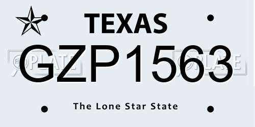 GZP1563 Texas License Plate
