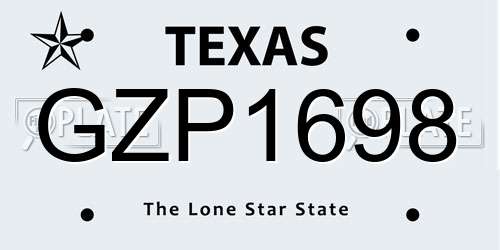 GZP1698 Texas License Plate