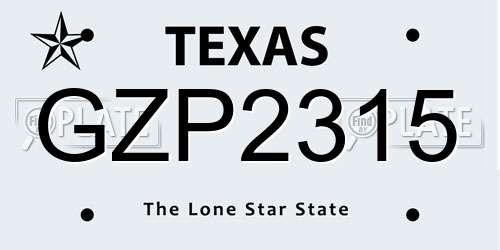 GZP2315 Texas License Plate