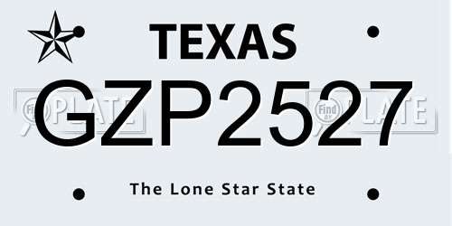 GZP2527 Texas License Plate