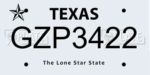 GZP3422 Texas License Plate