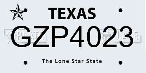 GZP4023 Texas License Plate