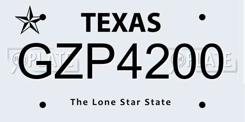 GZP4200 Texas License Plate