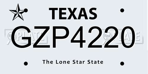 GZP4220 Texas License Plate