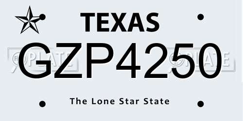 GZP4250 Texas License Plate