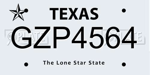 GZP4564 Texas License Plate