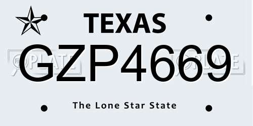 GZP4669 Texas License Plate