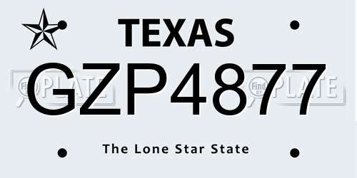 GZP4877 Texas License Plate