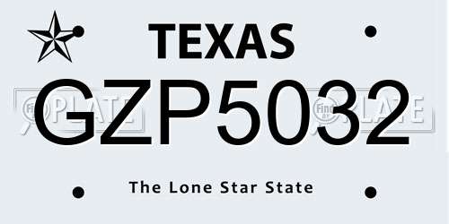 GZP5032 Texas License Plate