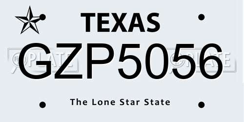 GZP5056 Texas License Plate