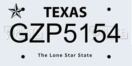 GZP5154 Texas License Plate