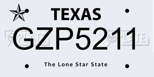 GZP5211 Texas License Plate