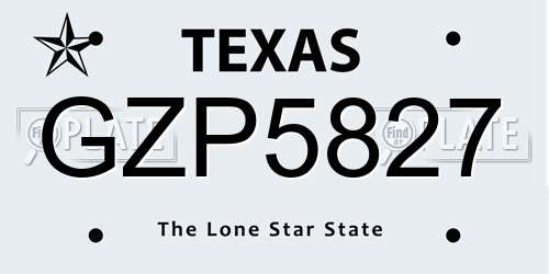 GZP5827 Texas License Plate