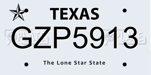 GZP5913 Texas License Plate