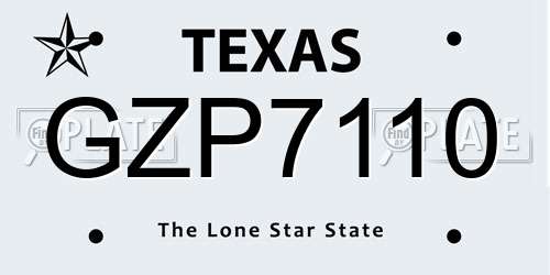 GZP7110 Texas License Plate