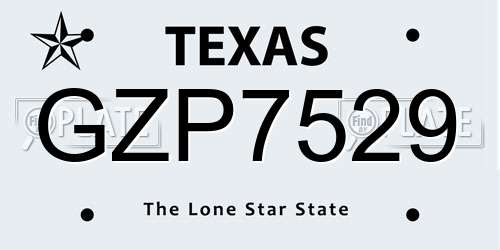 GZP7529 Texas License Plate