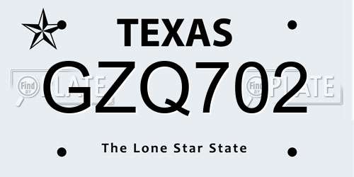 GZQ702 Texas License Plate