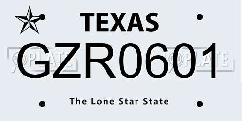 GZR0601 Texas License Plate